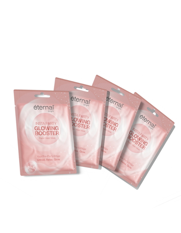 eternal bright Insta Party Glowing Booster Sheet Mask Combo Pack of 4