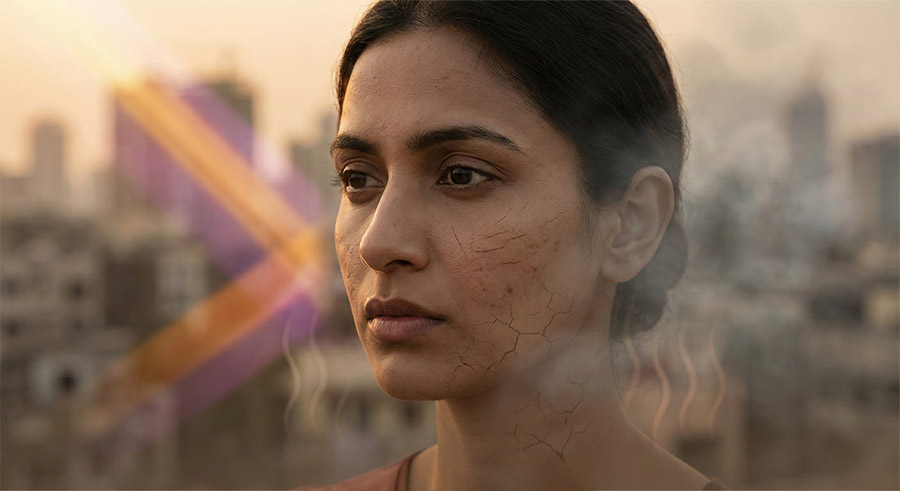 Indian skin affected by pollution and UV