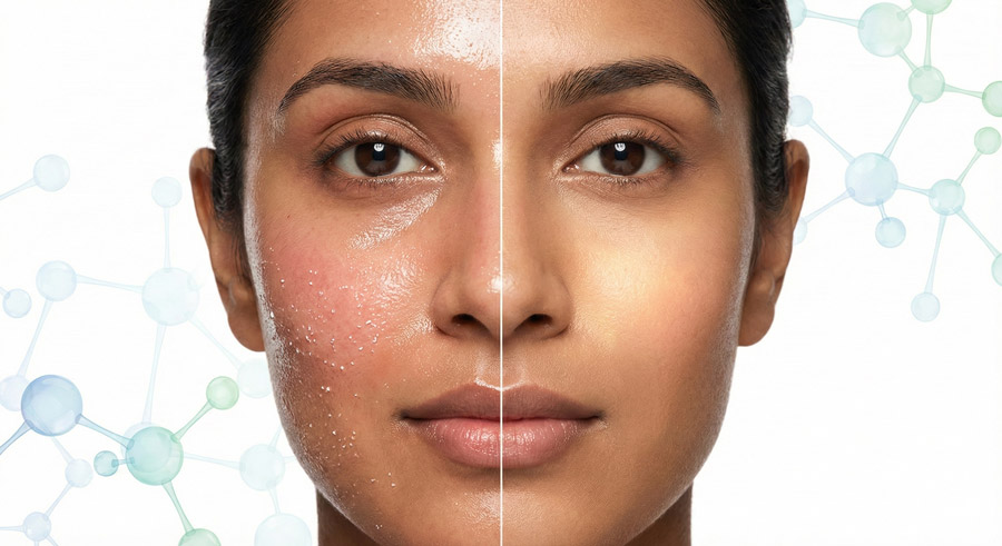 Surface skincare vs cellular repair concept